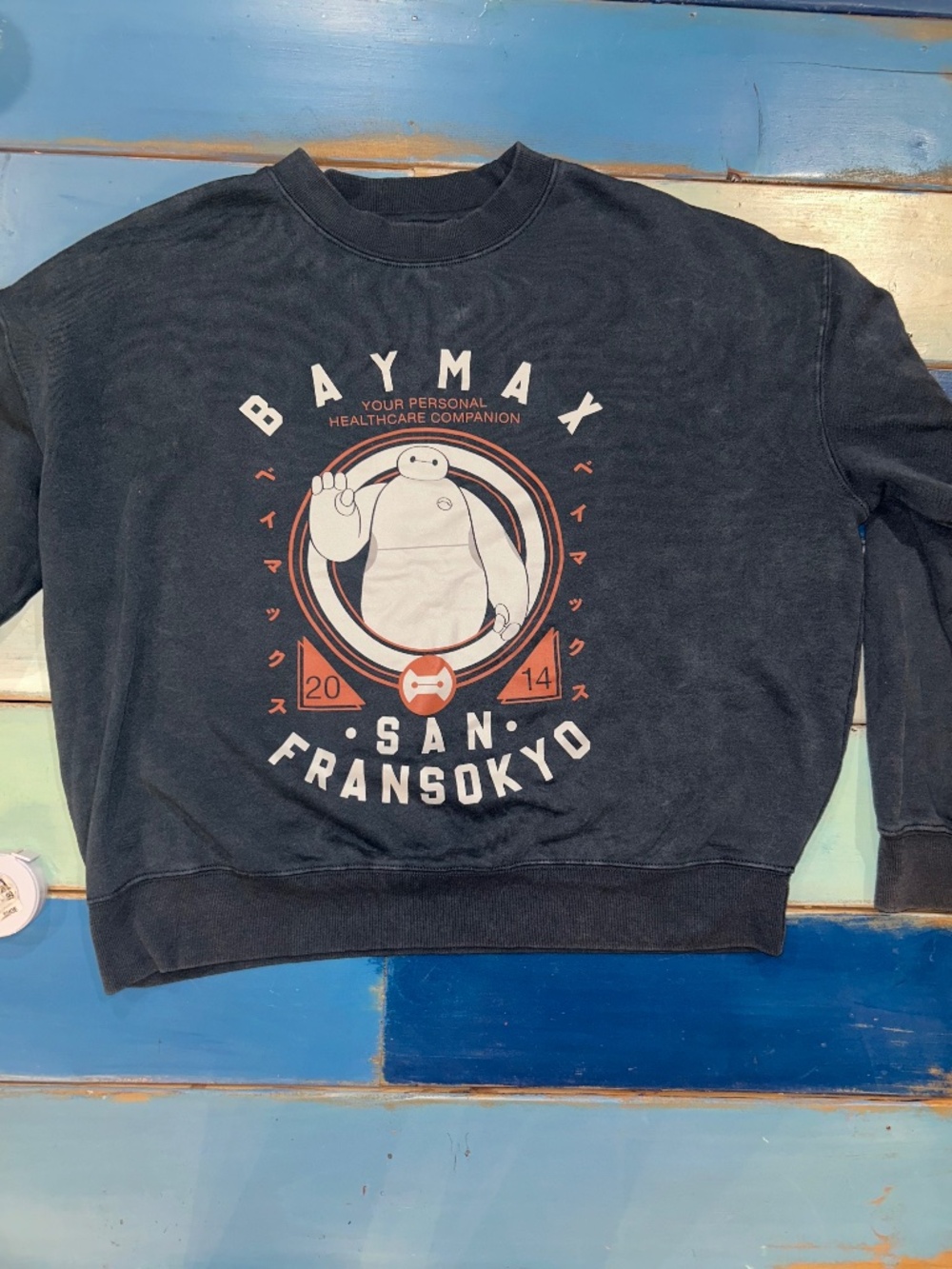 Disney Big Hero 6 Baymax San Fransokyo Graphic Sweatshirt XL Black